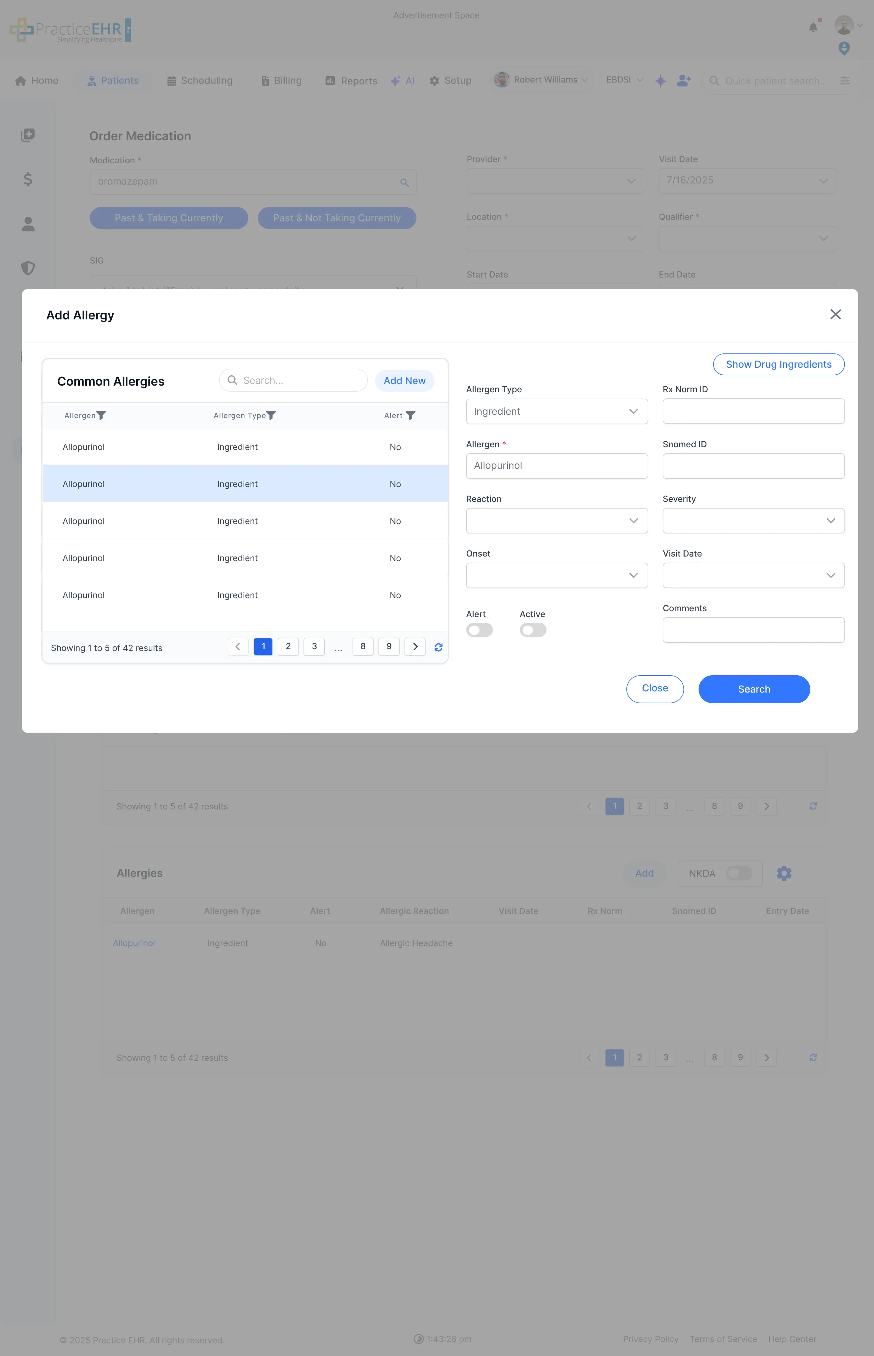 Add Allergy Modal image